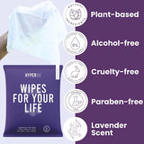 HyperGo Full-Body Rinse-Free Hypoallergenic Biodegradable Bathing Shower Wipes –All Natural, Refreshing Anytime Anywhere, Post Workout, Camping, Travel, Daily Life, 12”x12” X-Large Lavender, Pack of 2