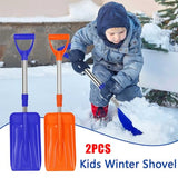 2PCS Kids Winter Shovel, Kids Snow Shovel with Adjustable D-Grip Handle, Detachable Orange & Blue Plastic Snow Shovel, Portable Kids Shovels for Digging Snow Beach, Winter Toys Gifts for Boys Girls