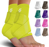 Sleeve Stars Ankle Brace for Women & Men, Achilles & Plantar Fasciitis Relief Compression Sleeve, Foot Brace with Ankle Support Strap, Heel Protector Wrap for Pain, Tendonitis & Sprain (Pair/Neon Green)