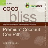 Organic Coco Coir by Coco Bliss - Compressed Coco Coir Brick with Low EC and pH Balance - High Expansion for Flowers, Herbs, and Planting - Renewable Coconut Soil (10lb Block)