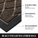 Yimobra Durable Front Door Mats, Heavy Duty Water Absorbent Mud Resistant Easy Clean Entry Outdoor Indoor Rugs,Non Slip Backing, Exterior Mats for Outside Patio Porch Farmhouse, 29.5 x 17, Brown