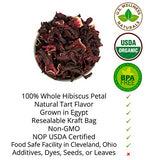 Hibiscus Tea 1LB (16Oz) 100% CERTIFIED Organic Hibiscus Flowers Herbal Tea (WHOLE PETALS), Caffeine Free in 1 lbs. Bulk Resealable Kraft BPA free Bags from U.S. Wellness