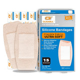 Silicone Adhesive Bandages for Elderly Sensitive Skin - Painless Removal 2''x4'' Extra Large 15 Counts Waterproof and 15 Counts Flexible Fabric Bandages by G+ GUIGABUL - Hypoallergenic - Latex Free