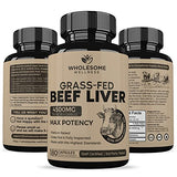 Grass Fed Desiccated Beef Liver Capsules (180 Pills, 750mg Each) - Humanely Pasture Raised Undefatted in New Zealand Without Hormones or Chemicals