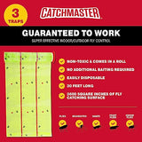 Giant Fly Glue Trap by Catchmaster - 3 Packs 30 Feet Each Pre-Baited, Ready to Use Indoors & Outdoors. Bug Insect Infestation Sticky Adhesive Scented Green Color Barn Paper Sheet Disposable Non-Toxic