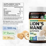 MAUWE HERBS Lions Mane Gummies for Adults - Vegan & Organic Mushroom Supplement - Brain Supplements for Memory and Focus - Lion’s Mane Extract 1000 mg Strength - Gelatine-Free