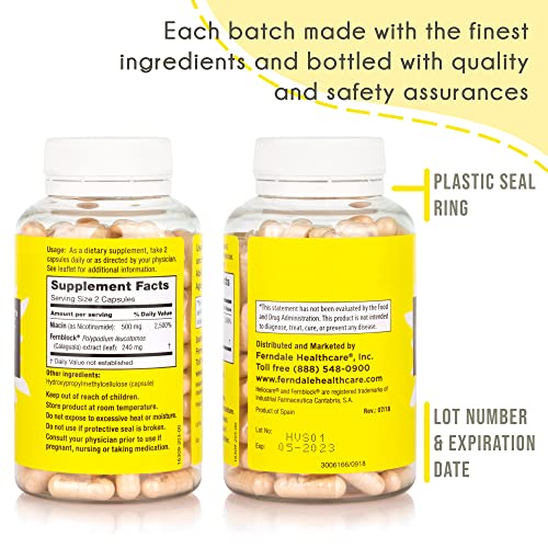 Heliocare Advanced Nicotinamide B3 Supplement: Niacinamide 500mg and Fernblock PLE Extract 240mg Per Serving - Supports Skin Cell Health W/ Antioxidant Rich Vitamin B3 Niacin - 120 Vegan Capsules