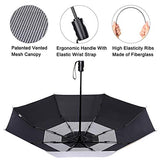 G4Free UPF 50+ UV Protection Travel Umbrella 46 Inch Windproof Silver Coating Sun Blocking Umbrella (Silver/Black)