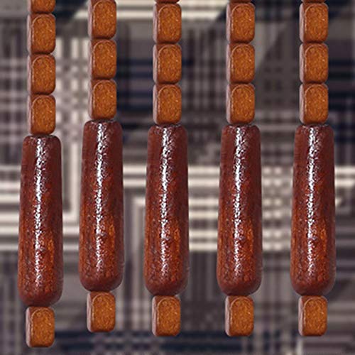 YIYIBYUS 90x175CM / 35.4 x 68.9 Inches 32pcs Beaded Natural Wood Bead Curtain Removable Entrance Partition Curtain Bamboo Doorway Bead Bohemian Curtain (90 x175CM)