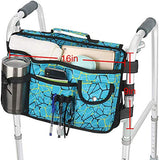 Double Sided Walker Bag, Walker Organizer Pouch Tote for Rollator and Folding Walker (Plaidblue)