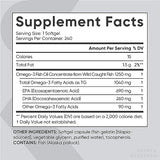 Sports Research Triple Strength Omega 3 Fish Oil - Burpless Fish Oil Supplement w/EPA & DHA Fatty Acids from Wild Alaskan Pollock - Heart, Brain & Immune Support for Men & Women - 1250 mg, 240 ct