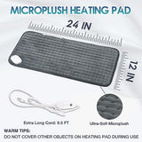 DAILYLIFE Heating Pad 12"x24" for Pain Relief, Microplush Electric Heating Pads with 6 Heat Settings, Fast-Heating Technology, Auto Shut Off, Great for Back, Neck, and Cramps, Gray