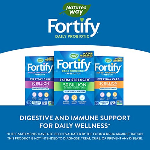 Nature's Way Fortify Probiotics for Women + Prebiotic, Digestive*, Immune*, and Vaginal Health Support*, 30 Capsules
