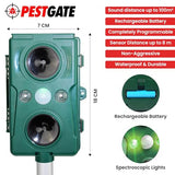 PestGate Ultrasonic Pest Repeller - Motion Sensor, Outdoor Cat Repellent, Ultrasonic Animal Repellent, Rechargeable Solar, Ultrasound and Sonic Waves, Flashing Light, Waterproof & Non-Aggressive