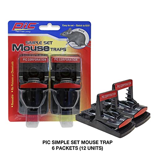 PIC Simple Set Mouse Traps, 2 Count (Pack of 6)