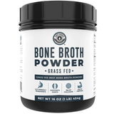 16oz Bone Broth Protein Powder From Grass Fed Beef - Unflavored, Single Ingredient - Rich in Collagen, Glucosamine, Gelatin, Paleo Protein Powder, Gut-Friendly, Non-GMO Ingredients, Dairy-Free Protein