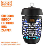 BLACK+DECKER Bug Zapper Electric Lantern with Insect Tray, Cleaning Brush, Light Bulb & Waterproof Design for Indoor & Outdoor Flies, Gnats & Mosquitoes Up to 625 Square Feet