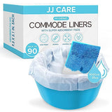 JJ CARE Commode Liners for Bedside Toilet Chair Bucket - Pack of 90 Disposable Bedside Commode Liners with Absorbent Pads - Adult Potty Chair Liners & Portable Toilet Liner