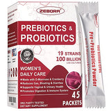 ZEBORA Probiotics-for-Women 100-Billion-CFUs with Prebiotics, D-Mannose & Cranberry for Digestive, Immune, Feminine UT Health Support, Ultimate Probiotic Women's Care, Soy & Gluten Free, 45 Packets