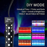 hygger 24/7 Mode Submersible Aquarium LED Light, Full Spectrum Hidden Fish Tank Light with 3 Rows Beads 7 Colors Auto On Off Sunrise-Daylight-Moonlight, Adjustable Timer Brightness 10W