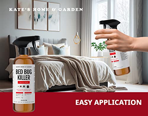 Bed Bug Killer for Mattress (16oz) - Kate's Home & Garden. Repel and Kill Indoor Infestation with Natural & Non-Toxic Bed Bug Killer Spray