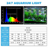 SEAOURA 24/7 Mode LED Aquarium Light for Plants-Full Spectrum Fish Tank Light with Timer, Auto On/Off, 7 Colors, Adjustable Brightness, 3 Modes for 18 Inch to 24 Inch Freshwater Tank, 18W