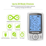 AUVON Dual Channel TENS Unit Muscle Stimulator Machine with 20 Modes, 2" and 2"x4" TENS Unit Electrode Pads