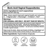 Flower Power Vegan Boric Acid Suppositories - 30 Capsules - 600mg for Vaginal Odor and pH Balance - Made in USA