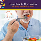 Special Supplies Adaptive Utensils (5-Piece Kitchen Set) Wide, Non-Weighted, Non-Slip Handles for Hand Tremors, Arthritis, Parkinson’s or Elderly Use - Stainless Steel (Grey)