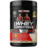 Six Star Whey Protein Powder + Immune Support Whey Protein Plus - Whey Protein Isolate & Peptides + Muscle Builder - Lean Protein Powder for Muscle Gain & Recovery - Vanilla, 2 lbs