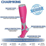 CHARMKING Compression Socks for Women & Men (8 Pairs) 15-20 mmHg Graduated Copper Support Socks are Best for Pregnant, Nurses - Boost Performance, Circulation, Knee High & Wide Calf (L/XL, Multi 08)