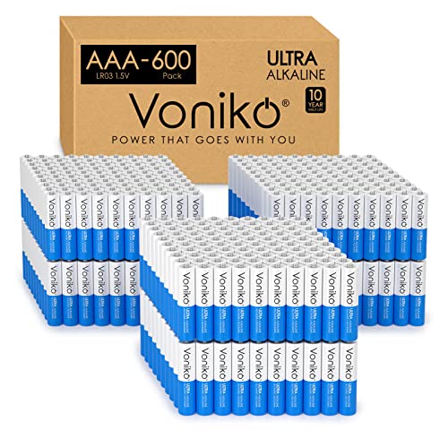 Voniko - Premium Grade AAA Batteries -600 Pack - Alkaline Triple A Battery - Ultra Long-Lasting, Leakproof 1.5v Batteries - 10-Year Shelf Life