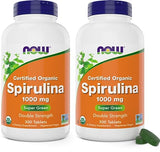 NOW Foods Organic Spirulina 1000mg Tablets - 300 Count (Pack of 2) - Non-GMO, Super Green Whole Food Supplement - Double Strength 1000 mg - Naturally Occurring Beta-Carotene (VIT A), B-12 and GLA