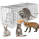 KOCASO Large Live Animal Trap Cage, Foldable Heavy Duty Humane Rat Trap for Indoor and Outdoor, Metal Mouse Trap for Squirrel Gopher Chipmunk Mice Raccoon, Easy to Catch and Release 31"x11"x12"