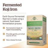 Solgar Earth Source Food Fermented Koji Iron 27mg, 60 Vegetable Capsules - Higher-Absorption, Slow-Release Iron - Gentle on The Stomach - Non-GMO, Vegan, Gluten Free, Dairy Free, Kosher - 60 Servings