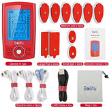 Belifu Dual Channel TENS EMS Unit 24 Modes Muscle Stimulator for Pain Relief Therapy, Electronic Pulse Massager Muscle Massager with 10 Pads, Dust-Proof Drawstring Storage Bag, Fastening Cable Ties