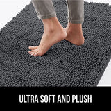 Gorilla Grip Soak Stopper Absorbent Indoor Chenille Doormat, 36x24, Muddy Dog Washable Mat, Quick Dry Soft Microfiber, Durable Rubber Backing, Absorbs Water and Moisture, Door Mat for Entry, Charcoal