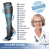 CHARMKING Compression Socks for Women & Men (8 Pairs) 15-20 mmHg Graduated Copper Support Socks are Best for Pregnant, Nurses - Boost Performance, Circulation, Knee High & Wide Calf (S/M, Multi 19)