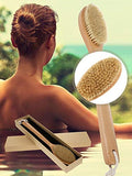 Beechwood Bath and Shower Body Brush with Nature Boar Bristles, Long Hand Wooden Dry Bath Body Back Brush, Perfect Spa Gift