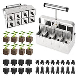 Upgraded Soil Blocker, 8 Cell Seed Blocker 2 inch Quad Soil Block Maker Manual with 3 Types of Seed Pins,Hand-held Soil Blocking Tool for Seed Stater Tray Outdoor Plants