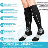 NEENCA Compression Socks for Men & Women – 20-30 mmhg Knee High Compression Socks for All Day Wear, Circulation, Swelling, Athletic - 1 Pair (Black White)