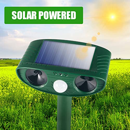 2024 Upgraded Solar Animal Repellent Ultrasonic Pest Repeller Outdoor with Motion Sensor Flashing Light Cat Repellent Outdoor to Keep Cat Away Skunk Repellent for Yard Deer Raccoon Repellent(2 Pack)