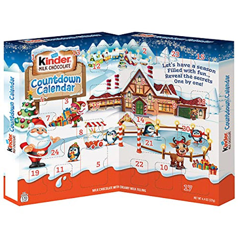 Kinder Joy Christmas Advent Calendar, Chocolate Candy Treats Inside, Perfect Holiday Gift for Kids, White, 24 Count, Pack of 2