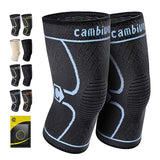 CAMBIVO 2 Pack Knee Brace, Knee Compression Sleeve Support for Men and Women, Knee Pads for Running, Hiking, Meniscus Tear, Arthritis, Joint Pain Relief (Blue, Small)