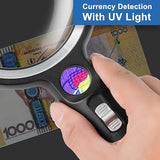 Magnifying Glass with 30 LED Lights, 10X 20X 45X Handheld Illuminated Lighted Magnifier with 1UV Light for Seniors Reading, Inspection, Coins, Jewelry, Exploring Light Magnifying Glass