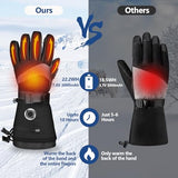 LATITOP Heated Gloves for Men Women, 7.4V 22.2WH Rechargeable Battery Heated Ski Gloves, Full Touchscreen & Waterproof Windproof, Up to 10H Heating for Winter Outdoor Work Skiing Hiking Snowmobile, L