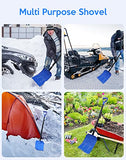 SEG Direct 47" Snow Shovel Collapsible, Large Aluminum Shovel Spade for Winter, Emergency Shovel for Car Snowmobile, Lightweight Portable Scoop for Driveway Camping Garden with Carrying Bag, Blue