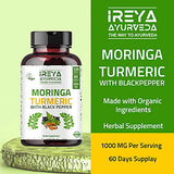 Organic Moringa Oleifera Powder & Turmeric Root Powder with Blackpepper 120 Capsules | Made with Organic Moringa, Turmeric and Black Pepper | Vegan, Gluten-Free and Non-GMO.