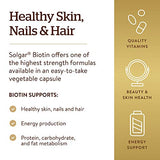 Solgar Biotin 10,000 mcg, 60 Vegetable Capsules - Energy, Metabolism, Promotes Healthy Skin, Nails & Hair - Super High Potency - Non-GMO, Vegan, Gluten Free, Dairy Free, Kosher - 60 Servings