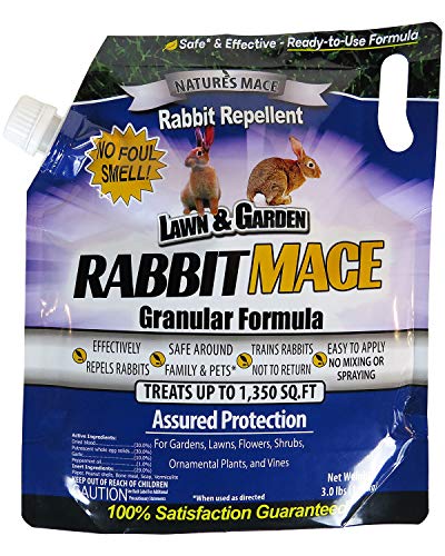 Nature's MACE Rabbit Repellent 3lb Granular/Treats 1,350 Sq. Ft. / Rabbit Repellent and Deterrent/Keep Rabbits Out of Your Lawn and Garden/Safe to use Around Children & Plants